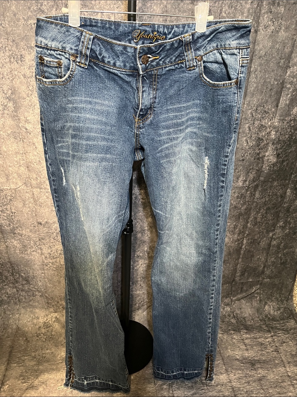 Younique Medium Blue Distressed Boot Cut Jeans